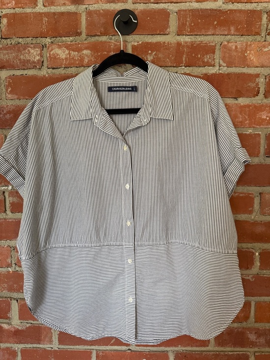 Calvin Klein Jeans Tops - Calvin Klein women’s Striped Short Sleeve Button Shirt